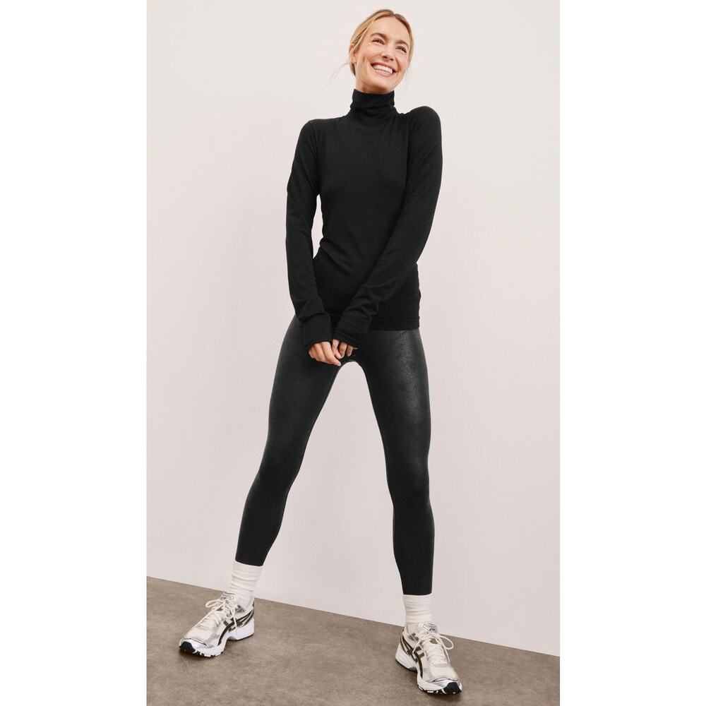 Beyond Yoga Black Snakeskin Leatherette High Waisted Midi Legging-Size M